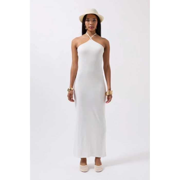 Çapraz Askılı Maxi Elbise