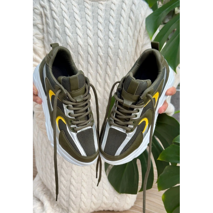 Cata Yeşil Cilt Hardal Detaylı Spor Ayakkabı