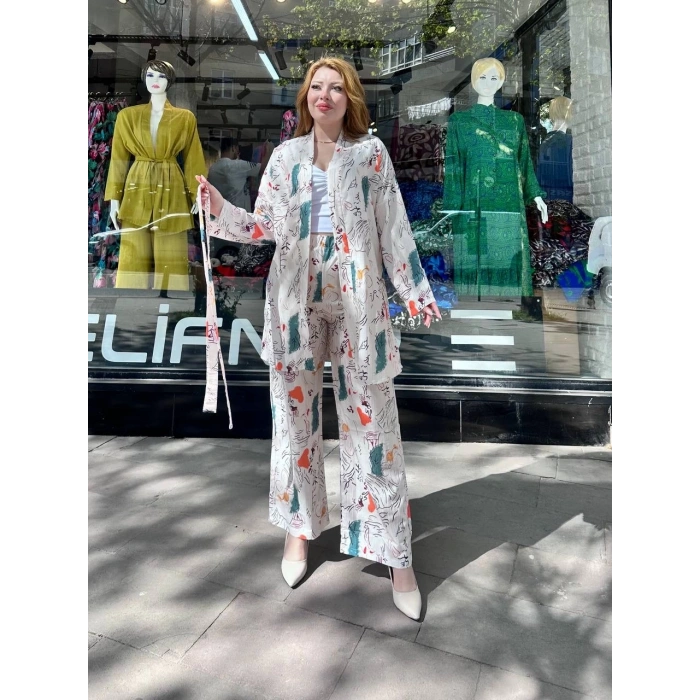 Ceketli baskılı takım