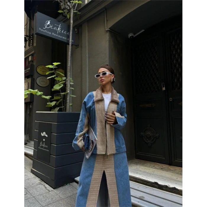 CHANEL GARNİLİ KOT MONT - Bej