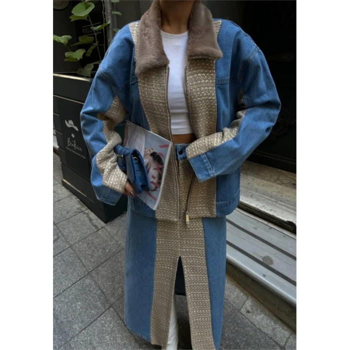 CHANEL GARNİLİ KOT MONT - Bej