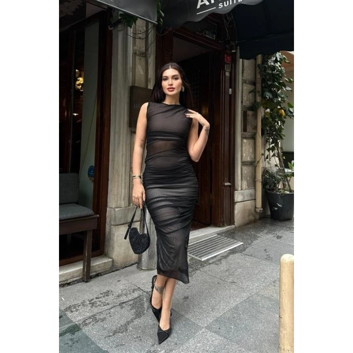 Cindy Transparan Tül Elbise 2683-8