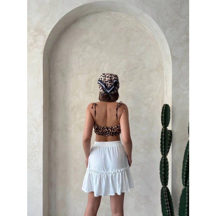 Çingene keten etek beyaz s24808