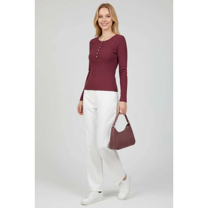 Çıtçıt Detaylı Bluz Mürdüm T4343