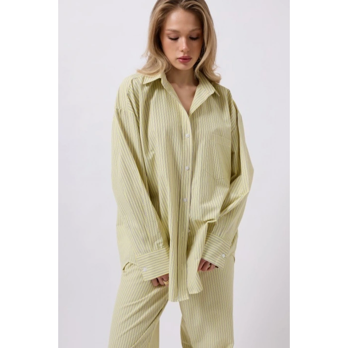 Çizgili Cep Detay Gömlek