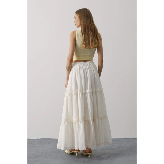 Dantel Detaylı Etek - Beyaz