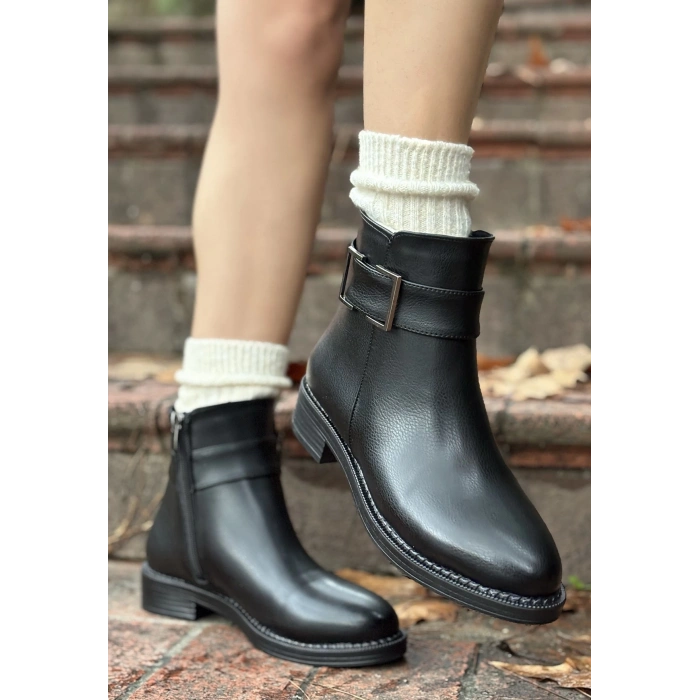 Dawin Siyah Cilt Topuklu Bot