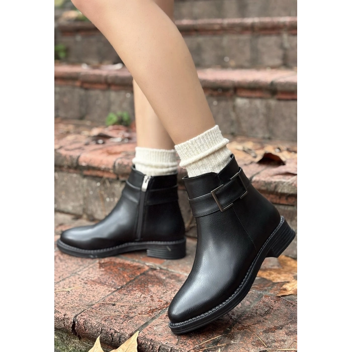 Dawin Siyah Cilt Topuklu Bot