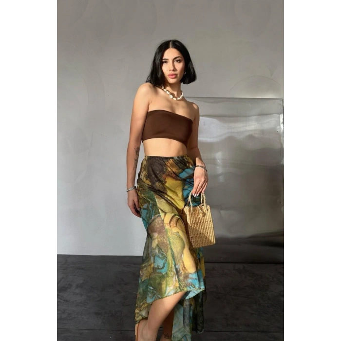 Desenli Baskılı Lastikli Etek