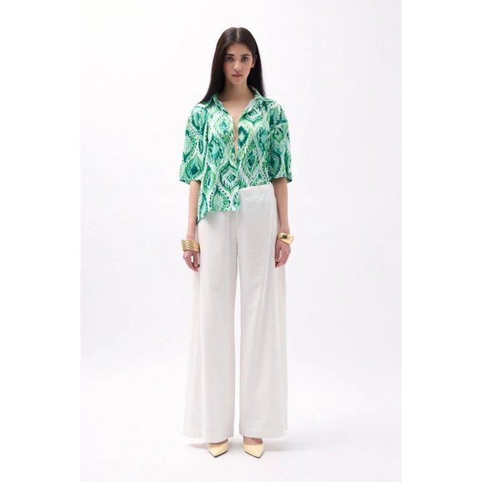 Desenli Saten Gömlek