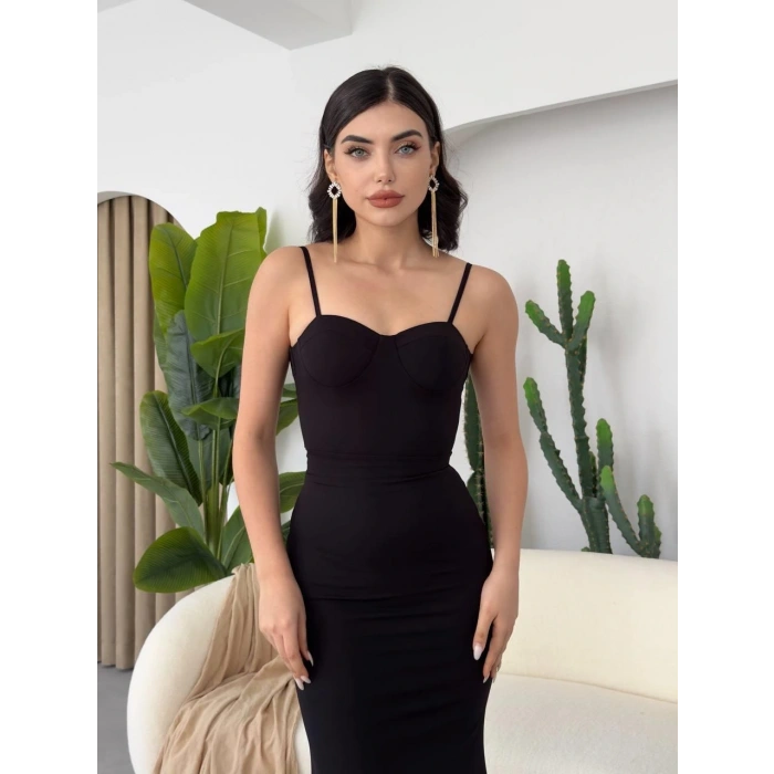 Dominic Eteği Büzgülü Midi Boy Elbise