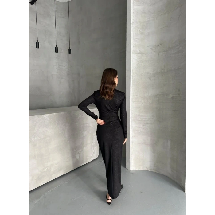 Drape Detaylı Midi Elbise