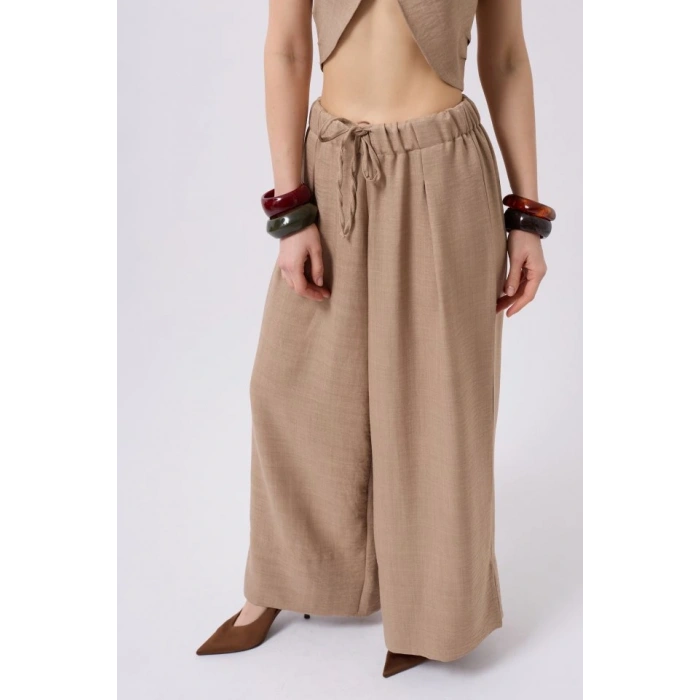 Düşük Bel Oversize Keten Pantolon