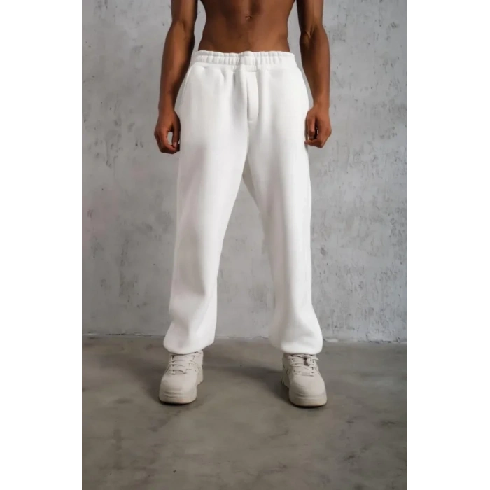 Erkek Baggy Alt Eşofman - Beyaz