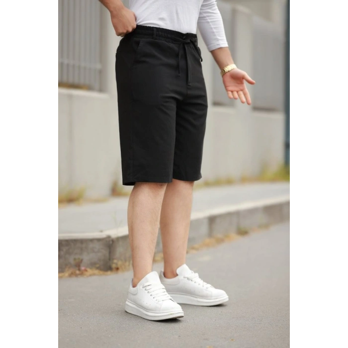 Erkek Beli Bağcıklı Ve Düğmeli Bezayağı Kumaş şort