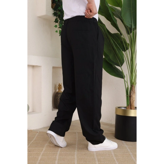 Erkek Beli Lastikli Pileli Baggy Pantolon