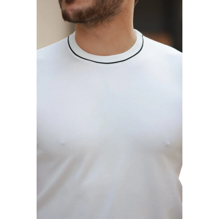 Erkek Bisiklet Yaka Ribanalı Kısa Kollu Tshirt