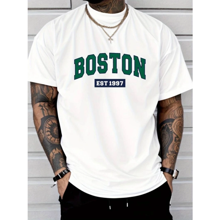 Erkek Boston Baskılı Süprem T-shirt