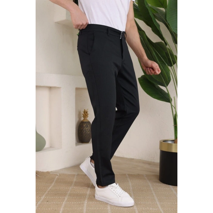 Erkek Casual Slim Fit Cord Desenli Kumaş Pantolon