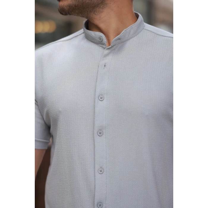 Erkek Hakim Yaka Kısa Kollu Gömlek