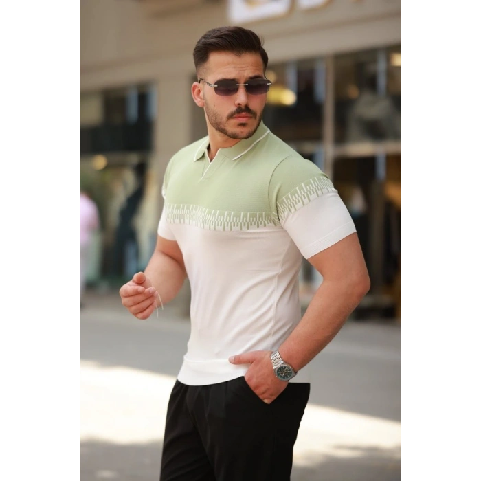 Erkek Hemşire Yaka çift Renk Kısa Kollu Tişört