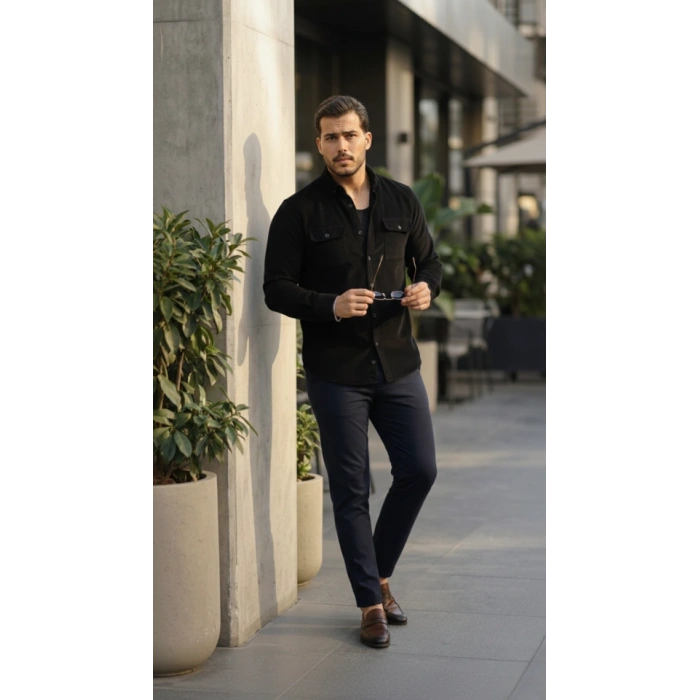 Erkek Kadife Desen Pamuklu Gömlek