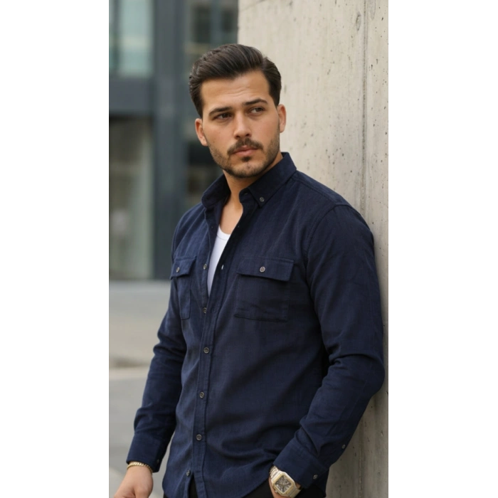 Erkek Kadife Desen Pamuklu Gömlek