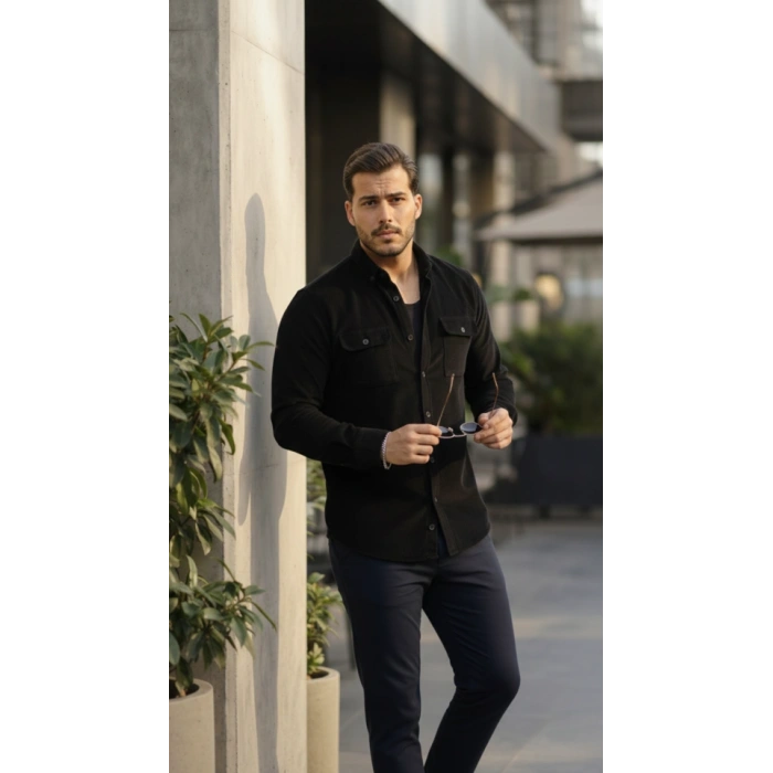 Erkek Kadife Desen Pamuklu Gömlek