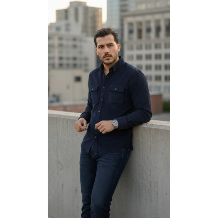 Erkek Kadife Desen Pamuklu Gömlek