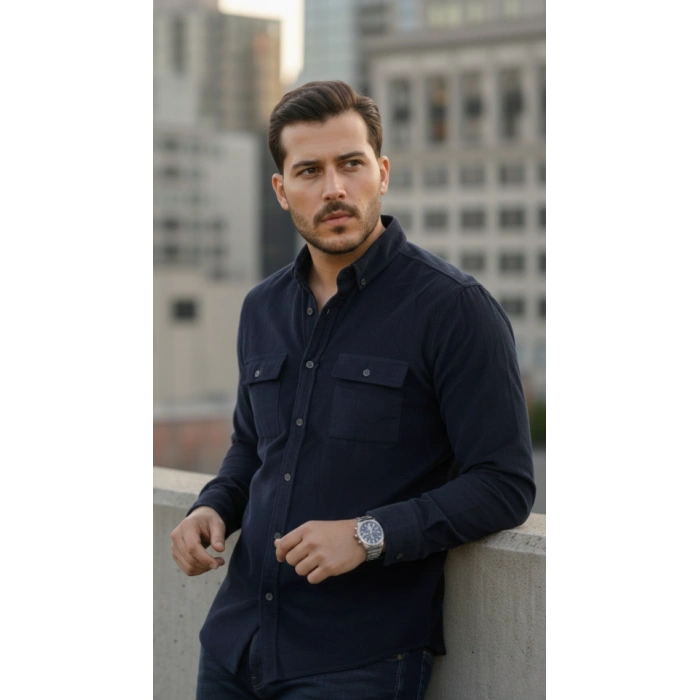 Erkek Kadife Desen Pamuklu Gömlek