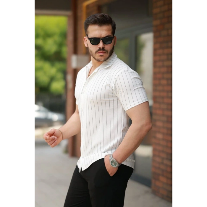 Erkek Kısa Kollu çizgili Gömlek