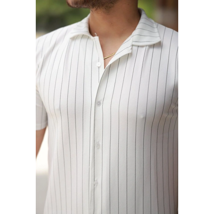 Erkek Kısa Kollu çizgili Gömlek
