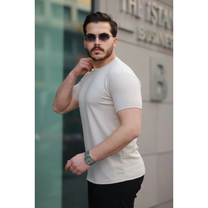 Erkek Kısa Kollu Zigzag Desenli T-shirt