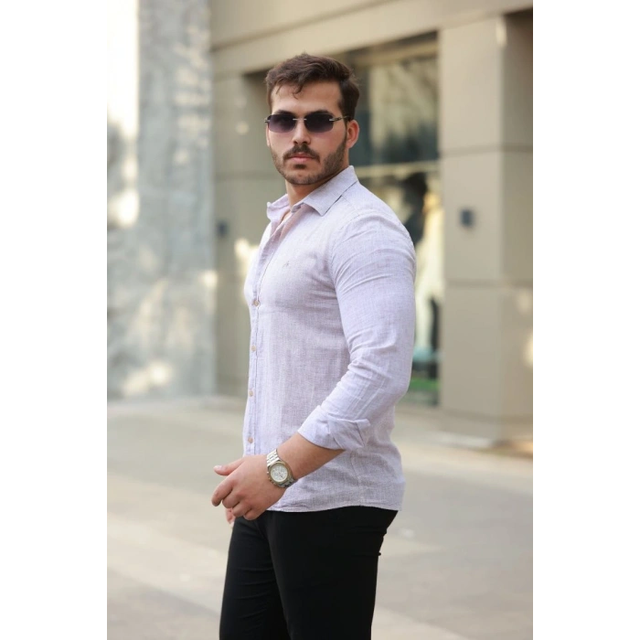 Erkek Pamuklu Keten Gömlek