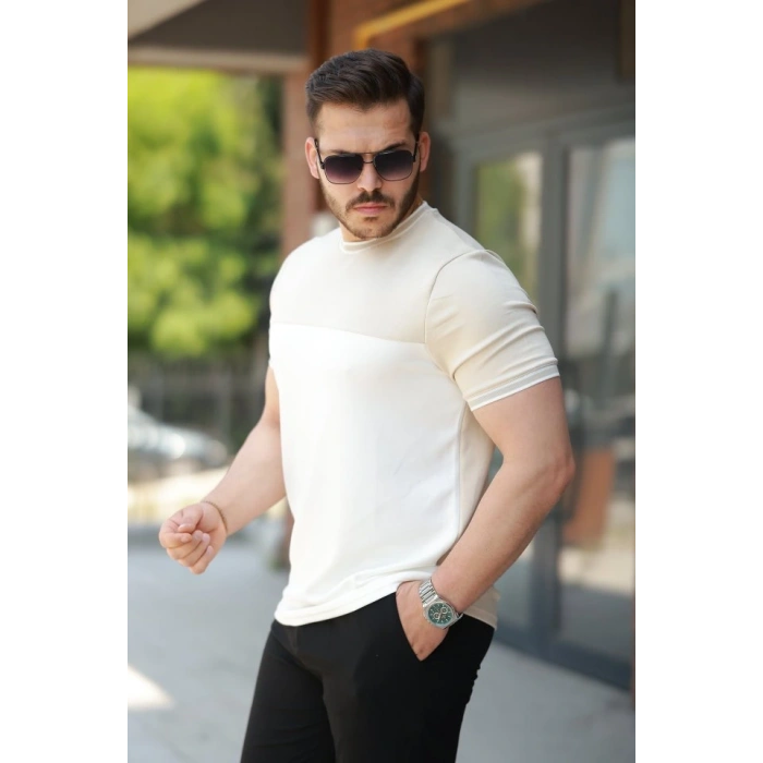 Erkek Parçalı Renk Kısa Kollu Tişört
