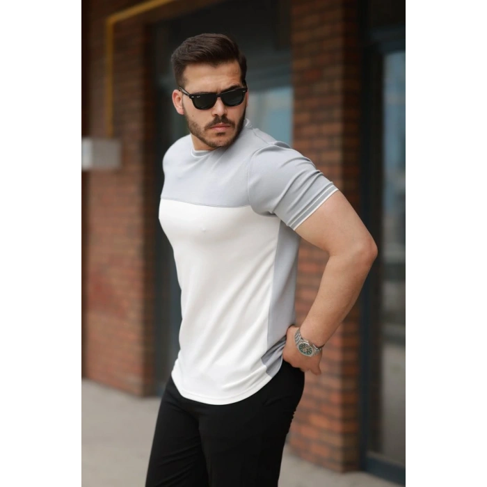 Erkek Parçalı Renk Kısa Kollu Tişört