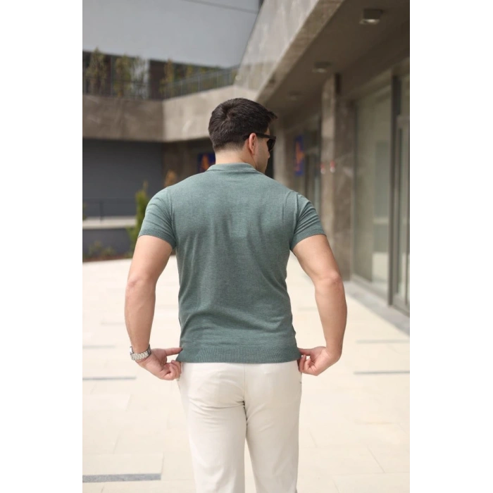 Erkek Polo Yaka Fermuar Detaylı Tişört