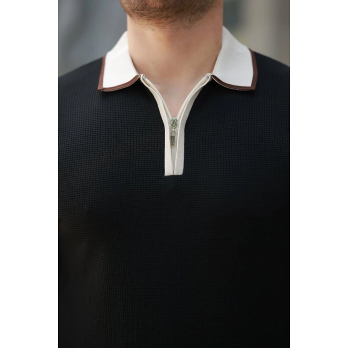 Erkek Renkli Yaka Kısa Kollu Tişört