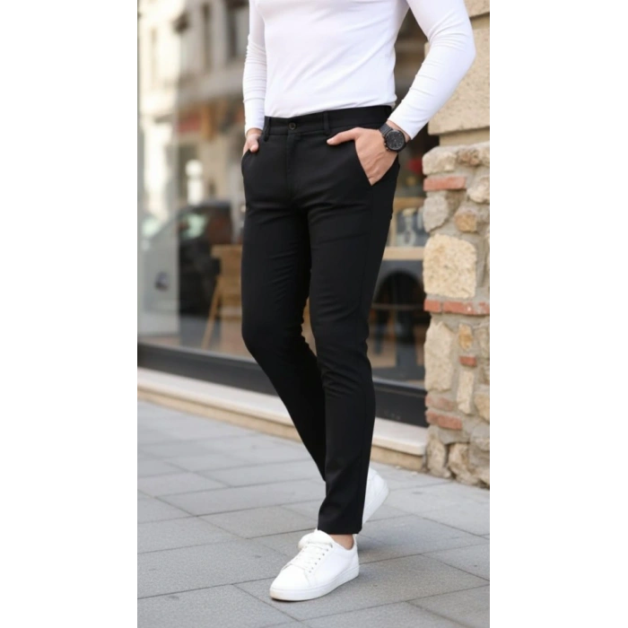 Erkek Slim Fit Likralı Gabardin Pantolon