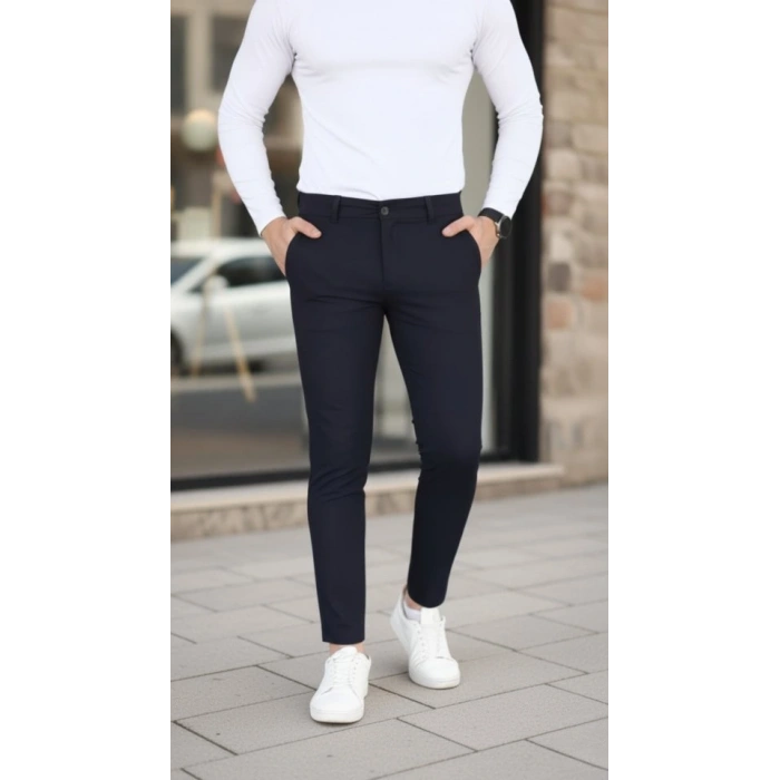 Erkek Slim Fit Likralı Gabardin Pantolon