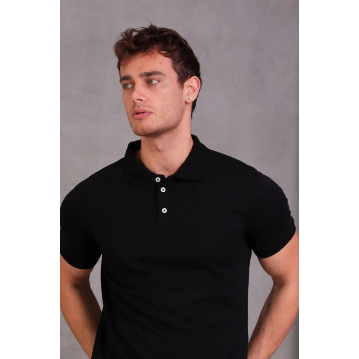 Erkek Slim Fit Pamuklu Yumuşak Doku Nefes Alan Kumaş Yakalı Tişört