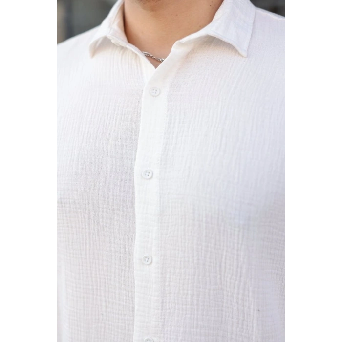 Erkek Uzun Kollu Müslin Kumaş Gömlek