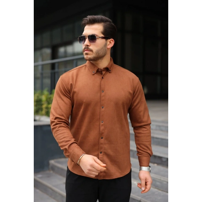 Erkek Uzun Kollu Süet Gömlek