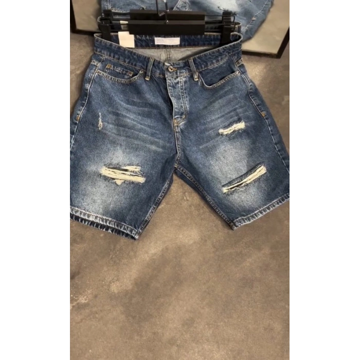 Erkek Yırtık Detaylı Kot Şort