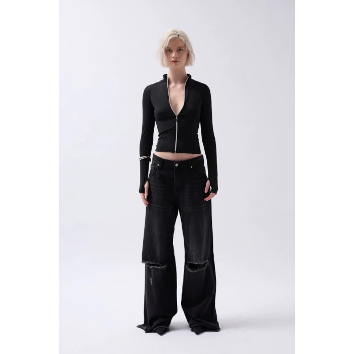 Fermuar Detaylı Bluz