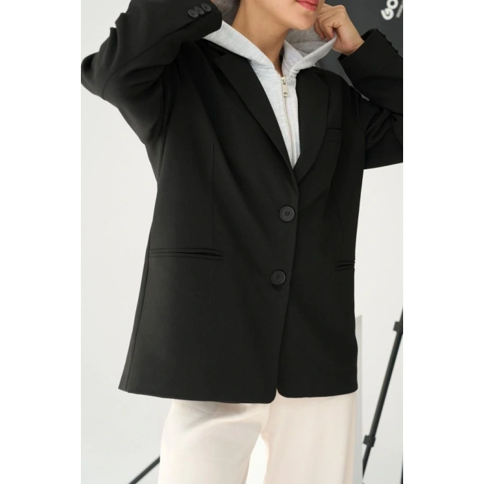 Fermuarlı Ceket - Siyah-Gri