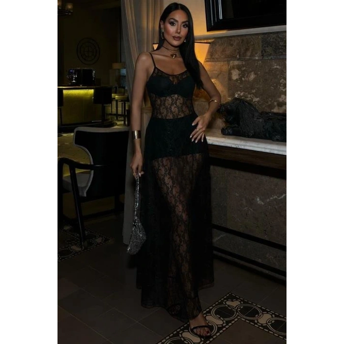 Full Dantel Askılı Elbise 2874