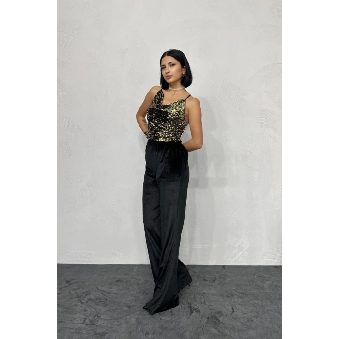 Gold Askılı Degaje Bluz