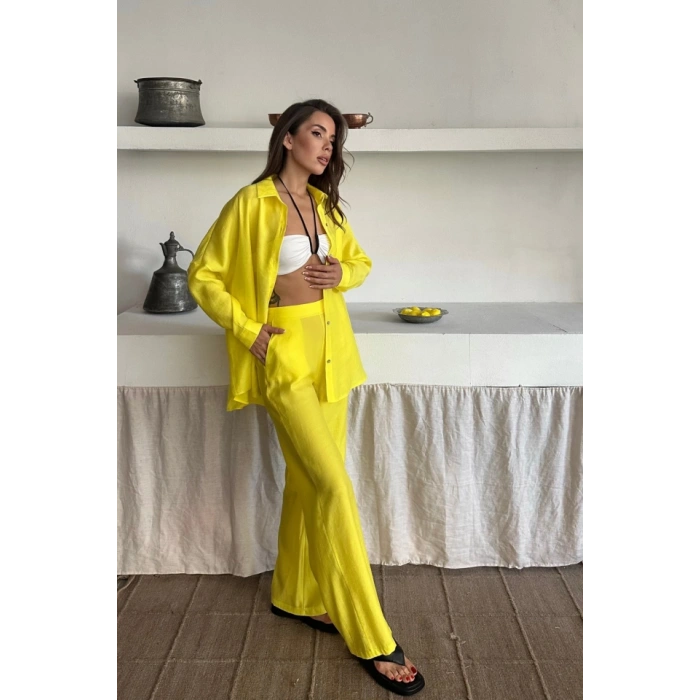 GÖMLEK - PANTOLON TAKIM - Sarı