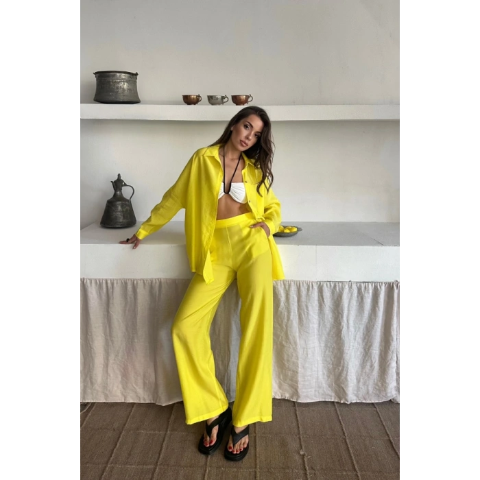 GÖMLEK - PANTOLON TAKIM - Sarı